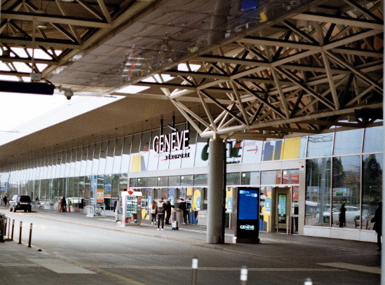 The entrance to the Departures at Geneva International Airport Early in the morning terminal 2